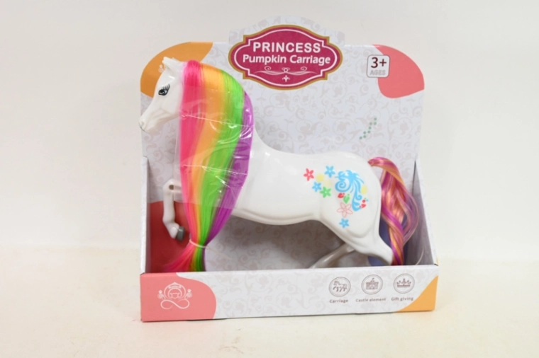 Wit paardje met regenboogmanen en -staart