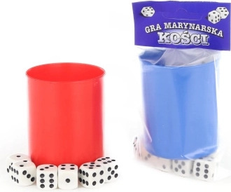 Speeldobbelstenen met beker (6 stuks) in 2 kleuren - 1 set