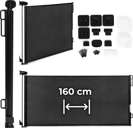 Uitschuifbaar veiligheidshek voor trappen en deuren 160 cm zwart ecotoys