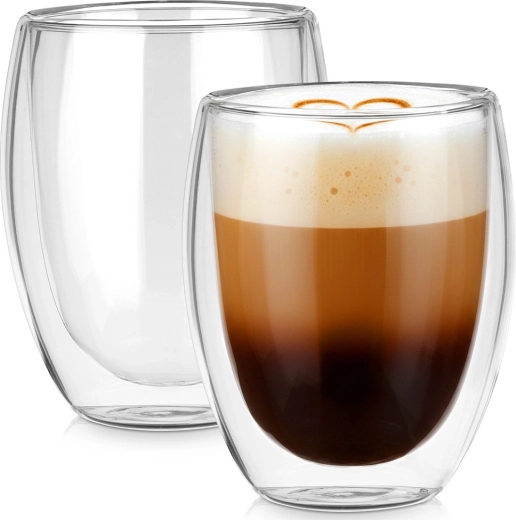 Thermoglazen met dubbele wand voor koffie en thee 370 ml, 2 stuks