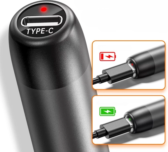 Opladen via USB‑C + statusindicatie