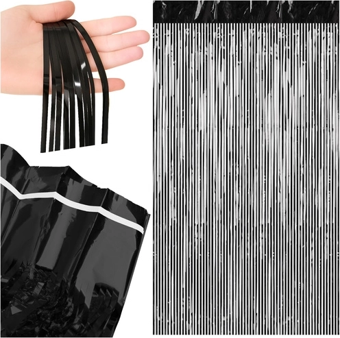 Decoratief franjegordijn RUHHY zwart 100 × 200 cm