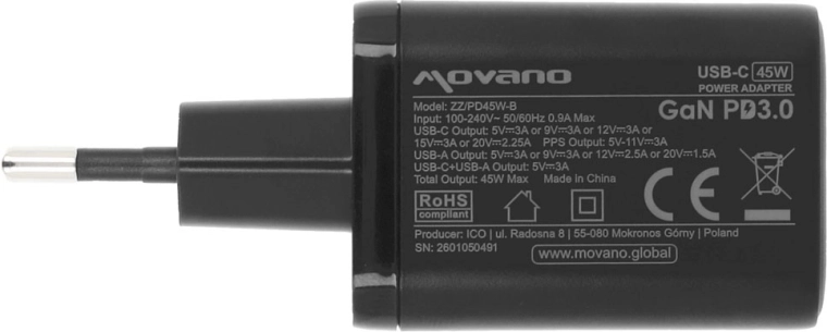 Snel opladen tot 45 W (USB-C PD 3.0 + PPS)