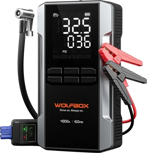 WOLFBOX MegaVolt 24 Air starthulp met compressor 24.000 mAh 4.000 A
