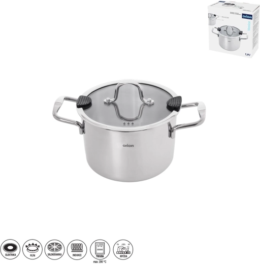 Orion roestvrijstalen steelpan Venice 1,9 l met glazen deksel