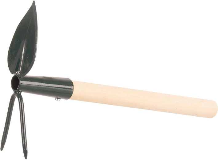 Profi handhakje in hartvorm met 2 tanden met steel 27 cm