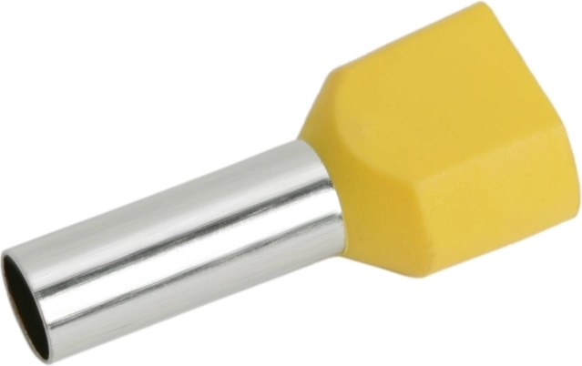Dubbele adereindhuls voor bedrading met gele isolatie, 2 × 6,0 mm²