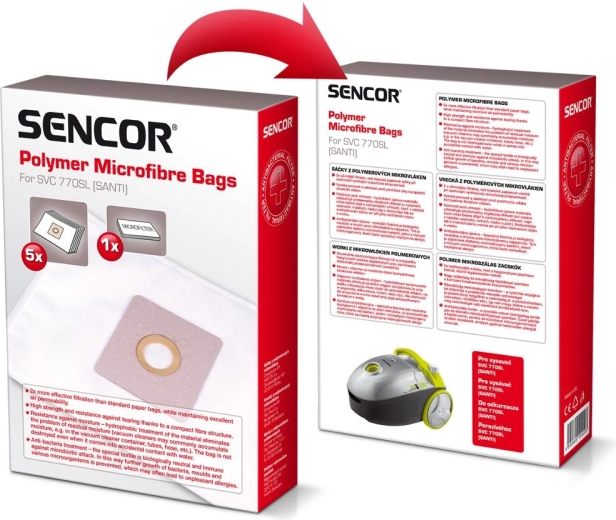 Microvezelzakken voor stofzuiger Sencor SVC 770, 5 stuks