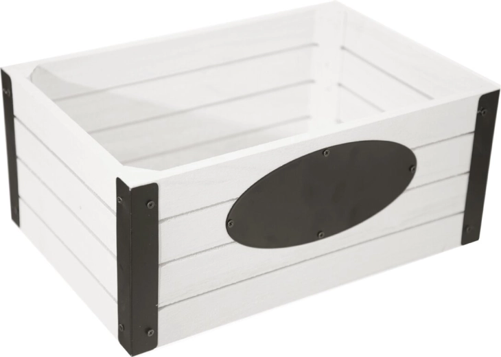 Rustic houten en metalen kistje 30 × 20 × 13 cm