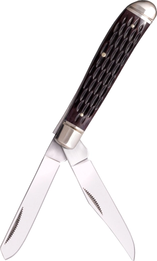 Cold Steel Mini Trapper zakmes met 2 lemmeten, bruine been