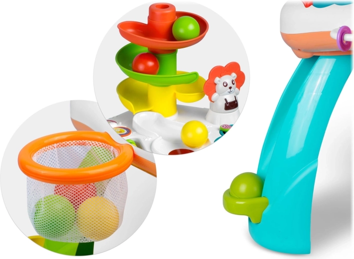 Knikkerbaan met spiraal en mandje
