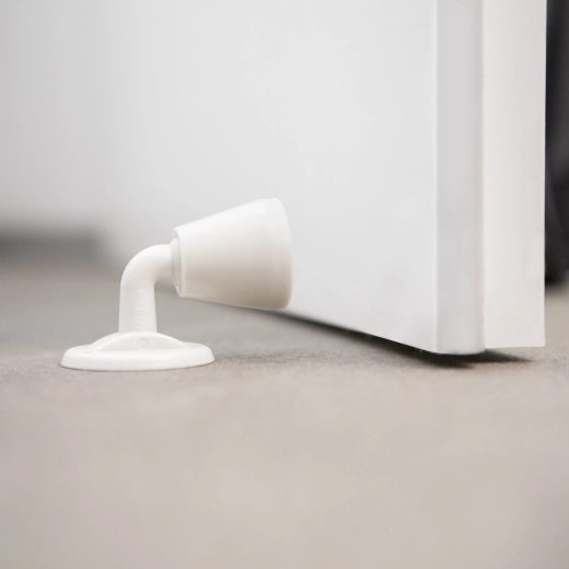 Zelfklevende deurstopper met rubberen buffer, wit