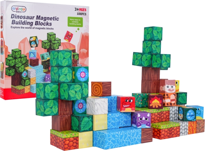 Set magnetische 3D-bouwstenen met dinosaurussen - 100 onderdelen