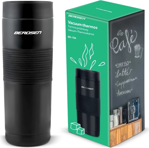 Thermosfles voor dranken 590 ml BERDSEN met rietje, zwart