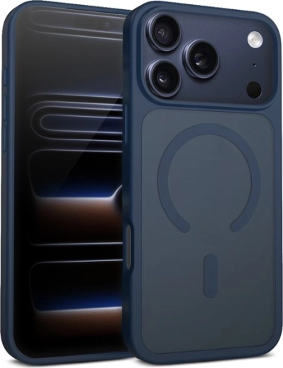 Hybride matte magnetische MagSafe-hoes voor iPhone 17 Pro – donkerblauw