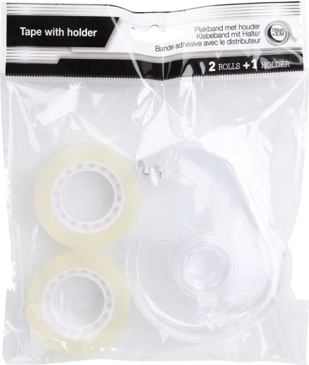 Transparante plakband 18 mm × 30 m met dispenser, set van 2 stuks