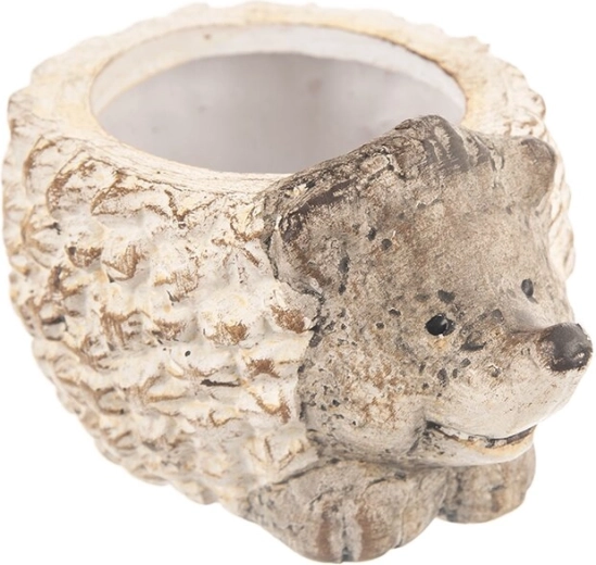 Decoratieve egelbloempot van polyresin met kiezelsteendecor
