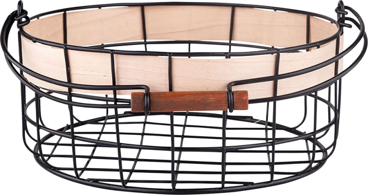 Metalen draadmand met handvat, zwart, 26 × 26 × 11 cm