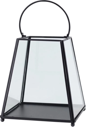 Metalen kegelvormige lantaarn met glas 17 × 17 × 19,5 cm