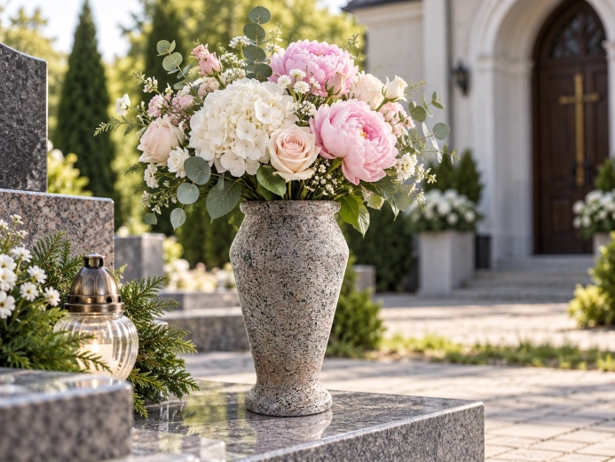 Voor bloemendecoratie van het graf