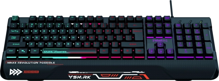 volwaardig gamingtoetsenbord met rgb-verlichting en polssteun REBELTEC SHARK, waterbestendig