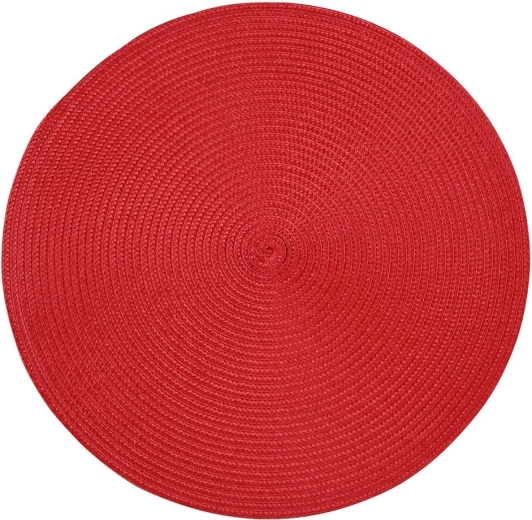 Ronde PP-tafelmat met strolook 38 cm rood