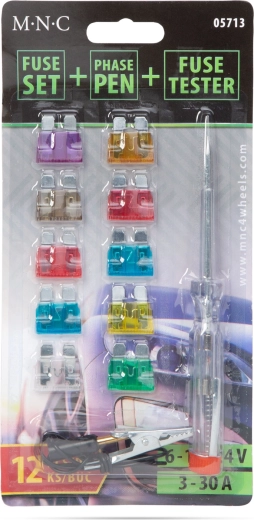 Set steekzekeringen met spanningstester en tester - 10 stuks