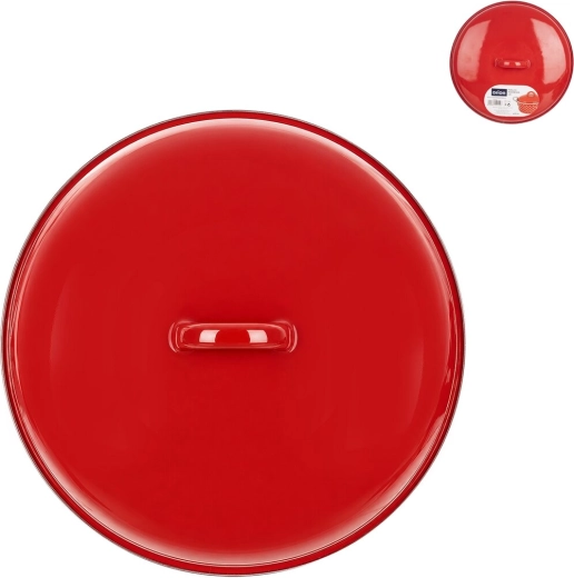 Geëmailleerde deksel met rode rand 23 cm - 1 stuk