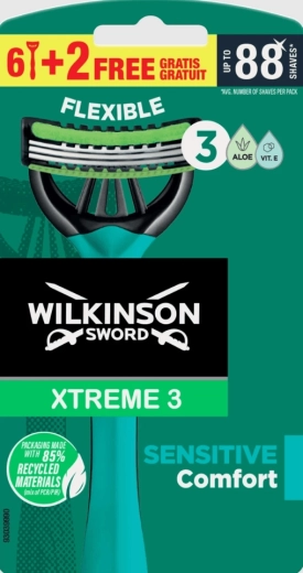 Wegwerpscheermes Wilkinson Xtreme3 Sensitive, 8 stuks