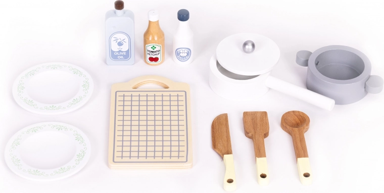 12 houten accessoires in de verpakking
