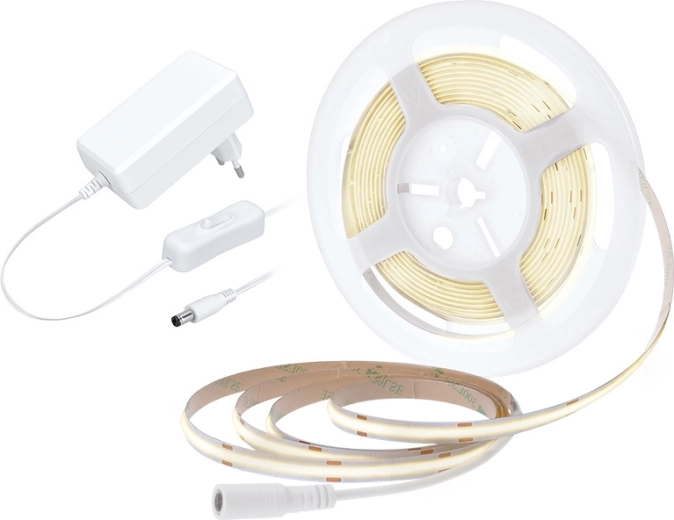 Solight LED COB-strip met adapter en schakelaar, 5 m, neutraal wit