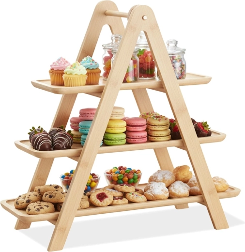 Bamboe etagère met drie lagen 43 × 13,5 × 39 cm