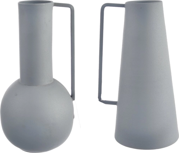 Grijze blikken vaas 21 cm (2 varianten)