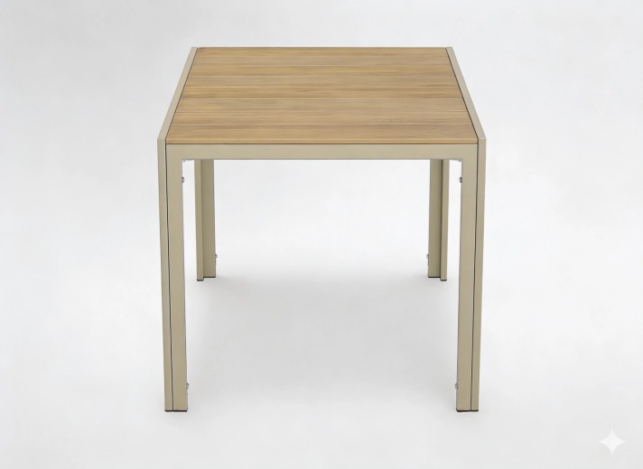 Beige aluminium tuintafel 80 × 80 × 73 cm