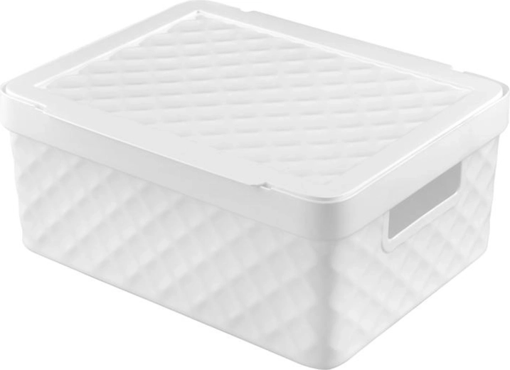 Kunststof opbergmand met deksel HEIDRUN Diamond 36 × 27 × 14 cm - 1 stuk