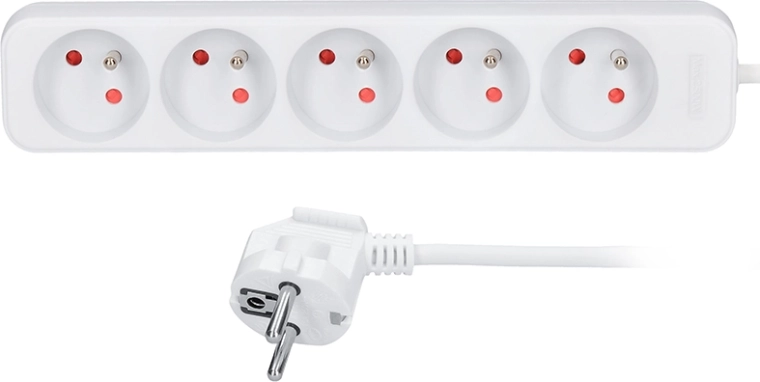 Solight verlengsnoer met 5 stopcontacten, wit, 1,5 m