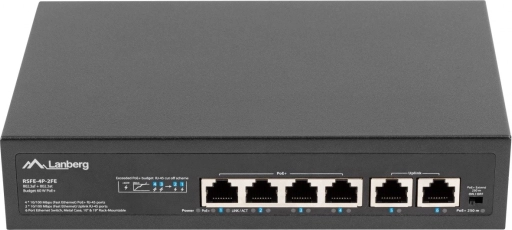 Switch Lanberg 4x PoE+ met 2 uplink-poorten