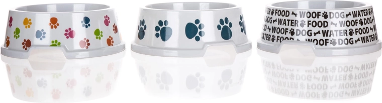 Plastic hondenbak 16,5 cm, mix van decoraties