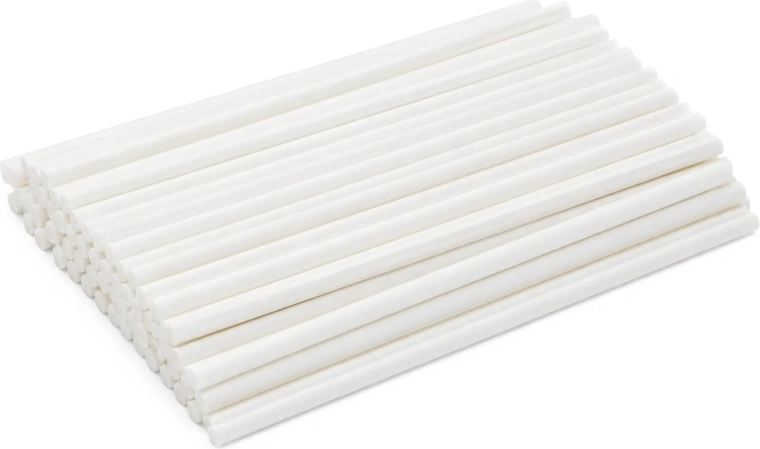 Papieren stokjes voor lolly's en cake pops, wit, 11,5 cm - 50 stuks