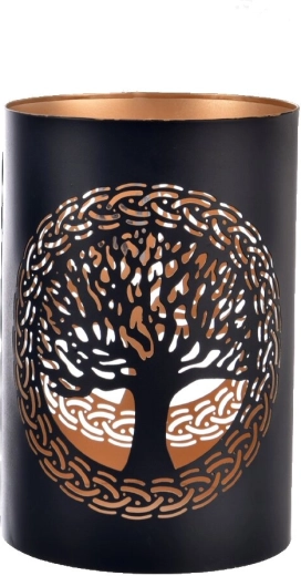 Metalen kandelaar TREE zwart-goud 22 cm