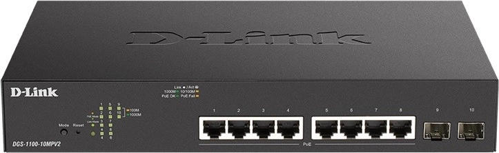 DGS-1100-10MPV2 Switch 8GE PoE+ 2SFP
