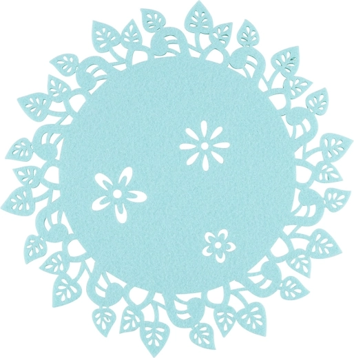 Rond vilten placemat met muntkleurige bladeren 30 cm