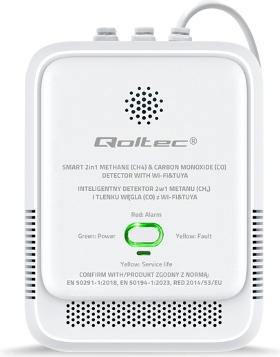 Tuya Wi‑Fi-detector voor aardgas- en koolmonoxidelekkage met 85 dB-alarm