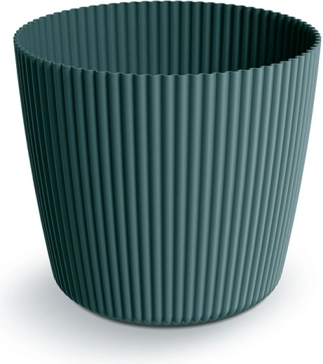 Bloempot Milly Round 39 cm – oceaanblauw, geribbelde kunststof plantenpot
