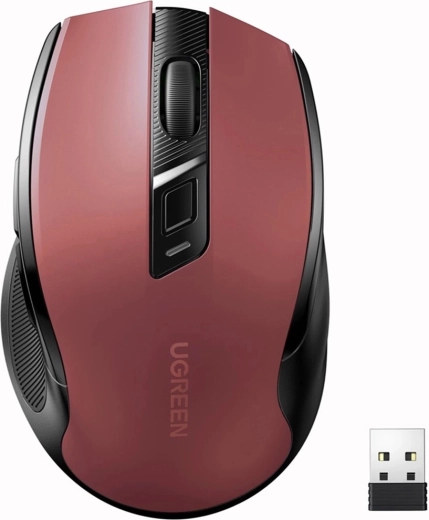 Draadloze stille muis UGREEN MU006 2,4 GHz rood