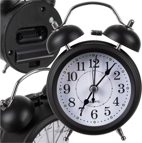 Retro metalen wekker met LED-achtergrondverlichting en stille werking