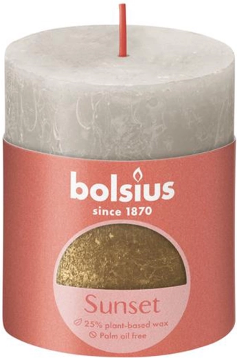 Rustieke kaars zand grijs/goud 80 × 68 mm