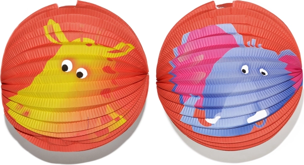 Papieren lampion bol met dierenpatroon 25 cm