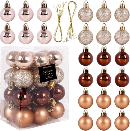 Onbreekbare amberkleurige kerstballen 3 cm - 24 stuks