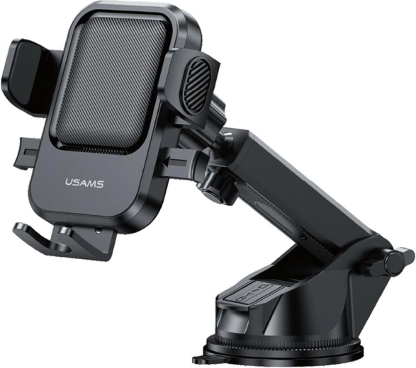USAMS One-touch telefoonhouder voor in de auto voor voorruit en dashboard, zwart